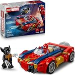 LEGO Marvel Spider-Man voiture contre Wolverine Venomisé jouet de construction pour garçons et filles - Ensemble de jeu super-héros et méchant avec 2 figurines Marvel - Idée cadeau pour anniversaires - À partir de 7 ans - 76336