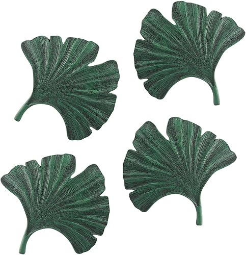 ART & ARTIFACT Gingko - Juego de 4 pavimentadoras de hierro fundido, decoración de jardín y patio