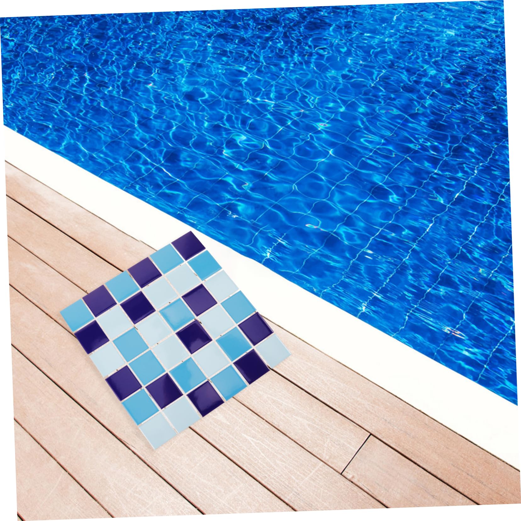 WOONEKY Baldosas De Cerámica Azul para Piscina Revestimiento Resistente y Decorativo Adhesivas para Suelos y Paredes Acabado Brillante Esmaltado para Decoración Interior y Exterior