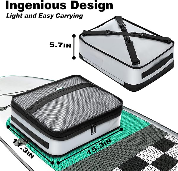 Borsa termica per paddleboard, borsa termica impermeabile surf sup top isolata, a prova di perdite, per 10 lattine, borsa accessori per paddleboard SUP e kayak - 5
