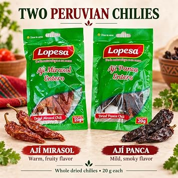 Peruvian Dried Chili Pack, Aji Mirasol & Aji Panca Whole, 2 Pack