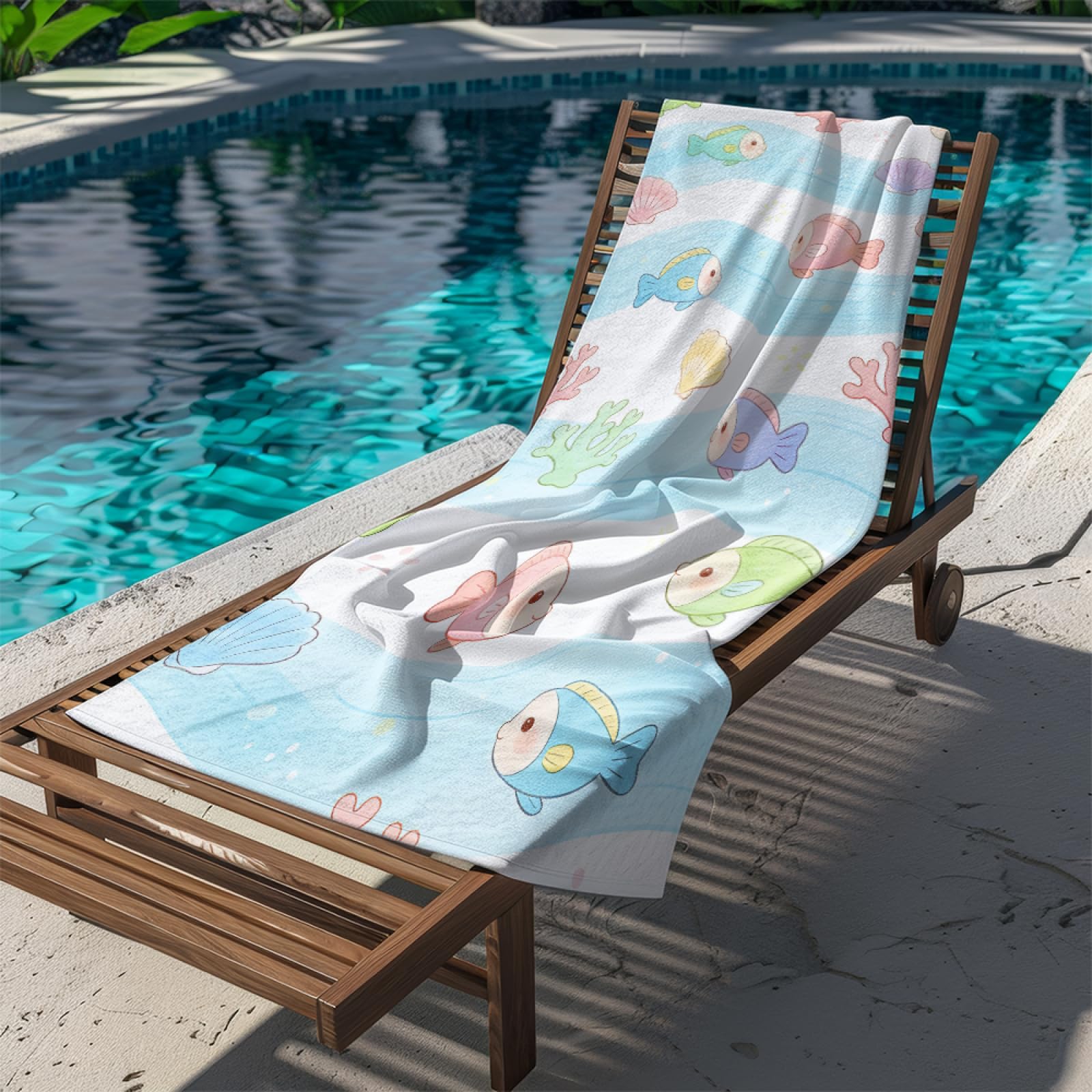 Drap de Plage XXL 200X200 Poisson Rose Dessin Animé Serviettes de Plage en Microfibre,Serviette Piscine Extra Large sans Sable pour Adultes Séchage Rapide