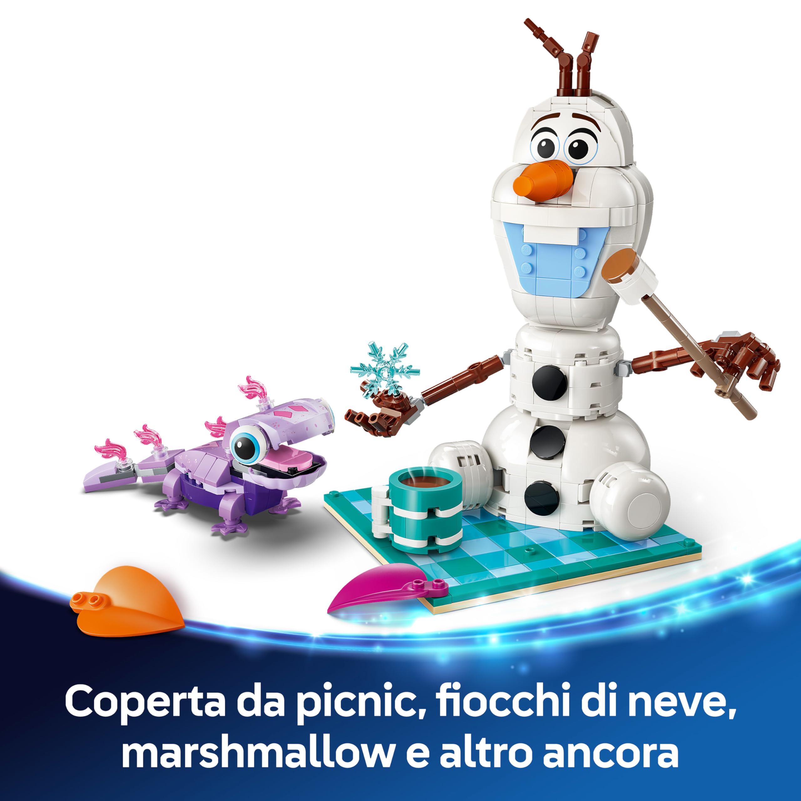 LEGO | Disney Frozen Il Divertente Picnic di Olaf e Bruni - Pupazzo di Neve Giocattolo con Coperta da Picnic e Accessori - Decorazione per la Camera da Letto - Regalo per Bambine da 7 Anni - 43287