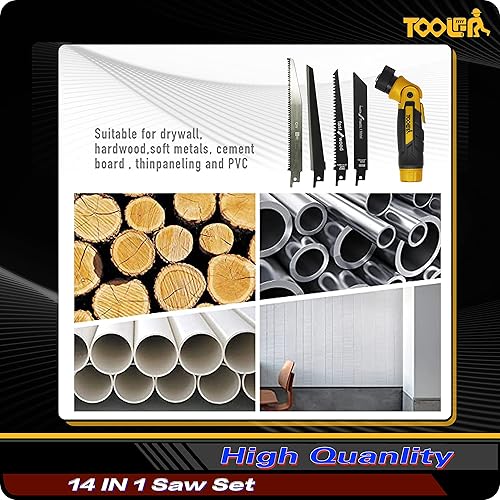 Miniatura 7 de TOOLAN Sierra de mano de múltiples cuchillas 16 en 1 con destornillador para cortar madera, metal, plástico, hoja de piedra, sierra de pared seca,