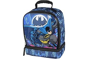 DC Comics The Batman Kids Lunch Box Insulated Dual Compartment Superhero Lunch Bag Tote