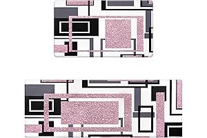 FRAMICS Modern Pink Kitchen Rugs Sets of 2