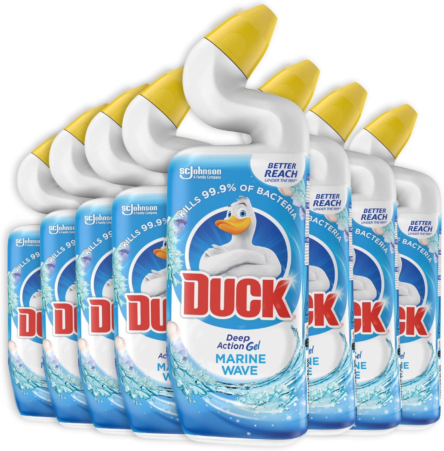 Duck Deep Action Gel Toilet Cleaner Liquid, Removes Limescale, Long Lasting Fragrance, Marine, Pack of 8 (8 x 750ml)