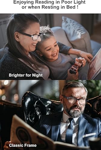 Miniatura 4 de OKH Reading Glasses with Light, Rechargeable LED Lighted Reading Glasses, Anti Blue Light, Bright Clear Vision