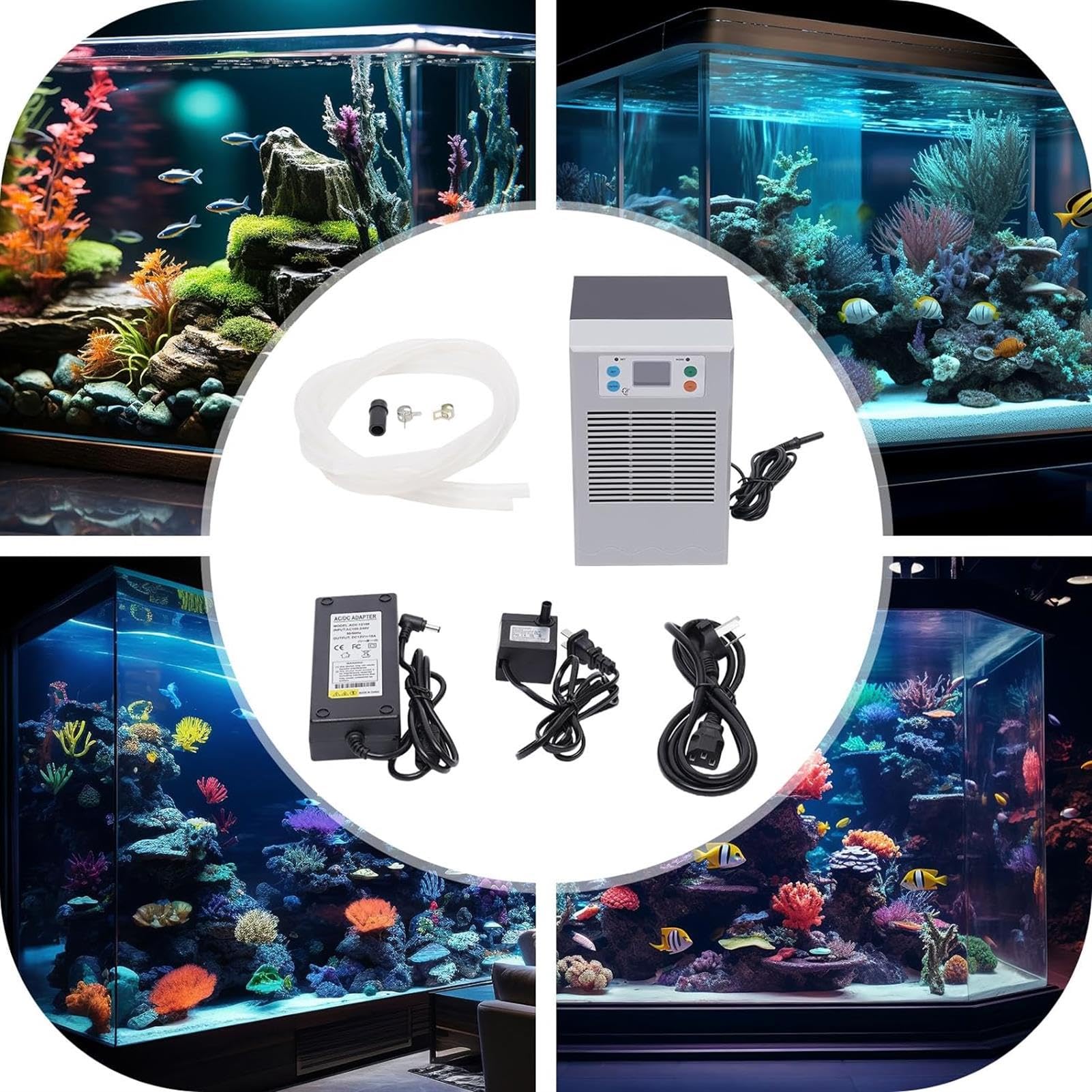 Enfriador de acuario de 30 l, 100 W, enfriador de tanque de peces para hidroponía, compresor silencioso de refrigeración y calefacción para la cría de peces y camarones