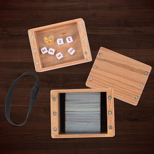 Miniatura 4 de Monster - Caja magnética de madera de roble rojo con compartimento para dados, compatible con Yugioh, Magic the Gathering MTG, Pokémon, tarjetas