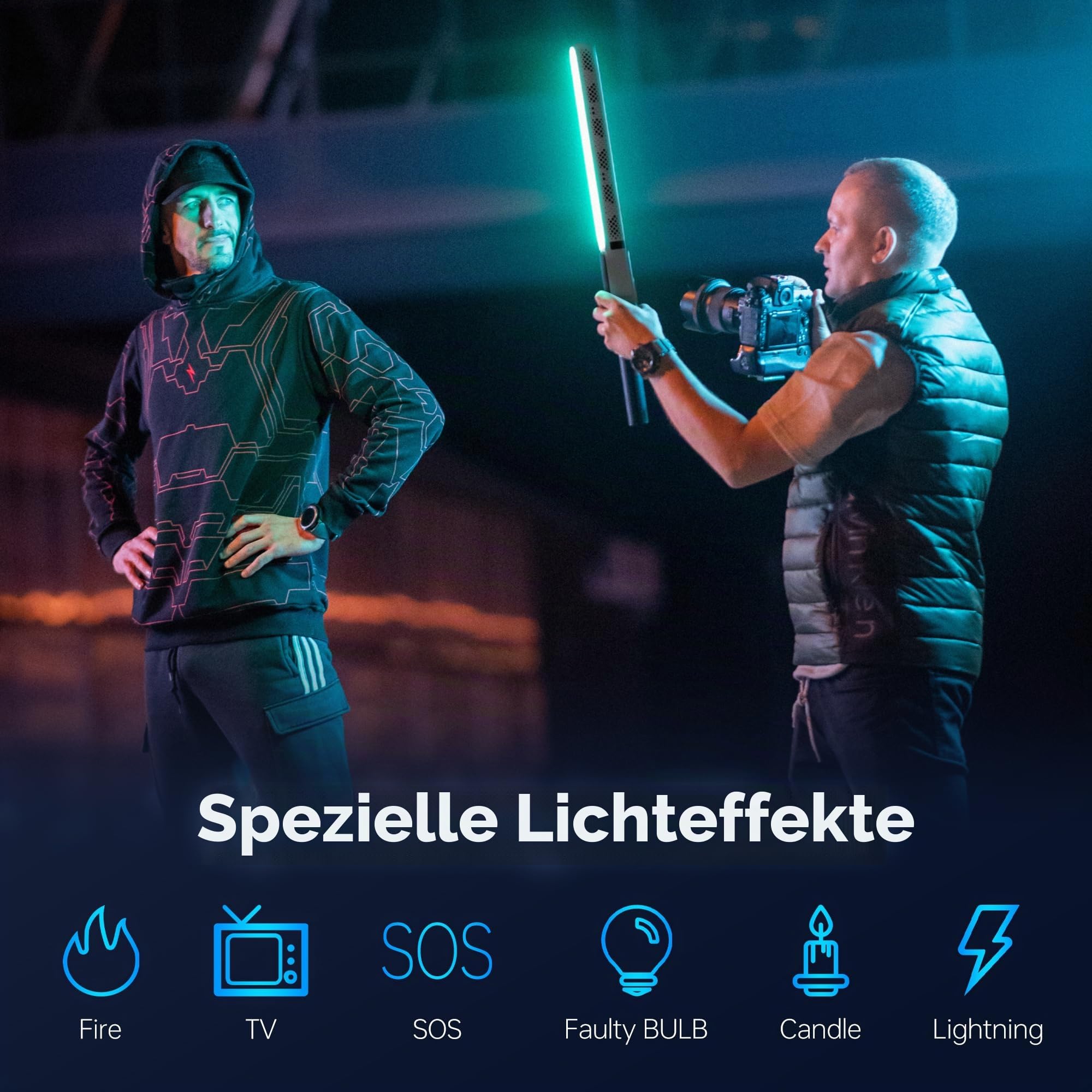 ZHIYUN CINEPEER CF100 [Offiziell] 100W RGB Lichtstab, Tragbar Videolicht Stick mit 2700K-6500K CRI 96+ TLCI 98+, Videoleuchte mit 6 Lichteffekten Kontinuierliche Ausgangsbeleuchtung Fotografie für YT