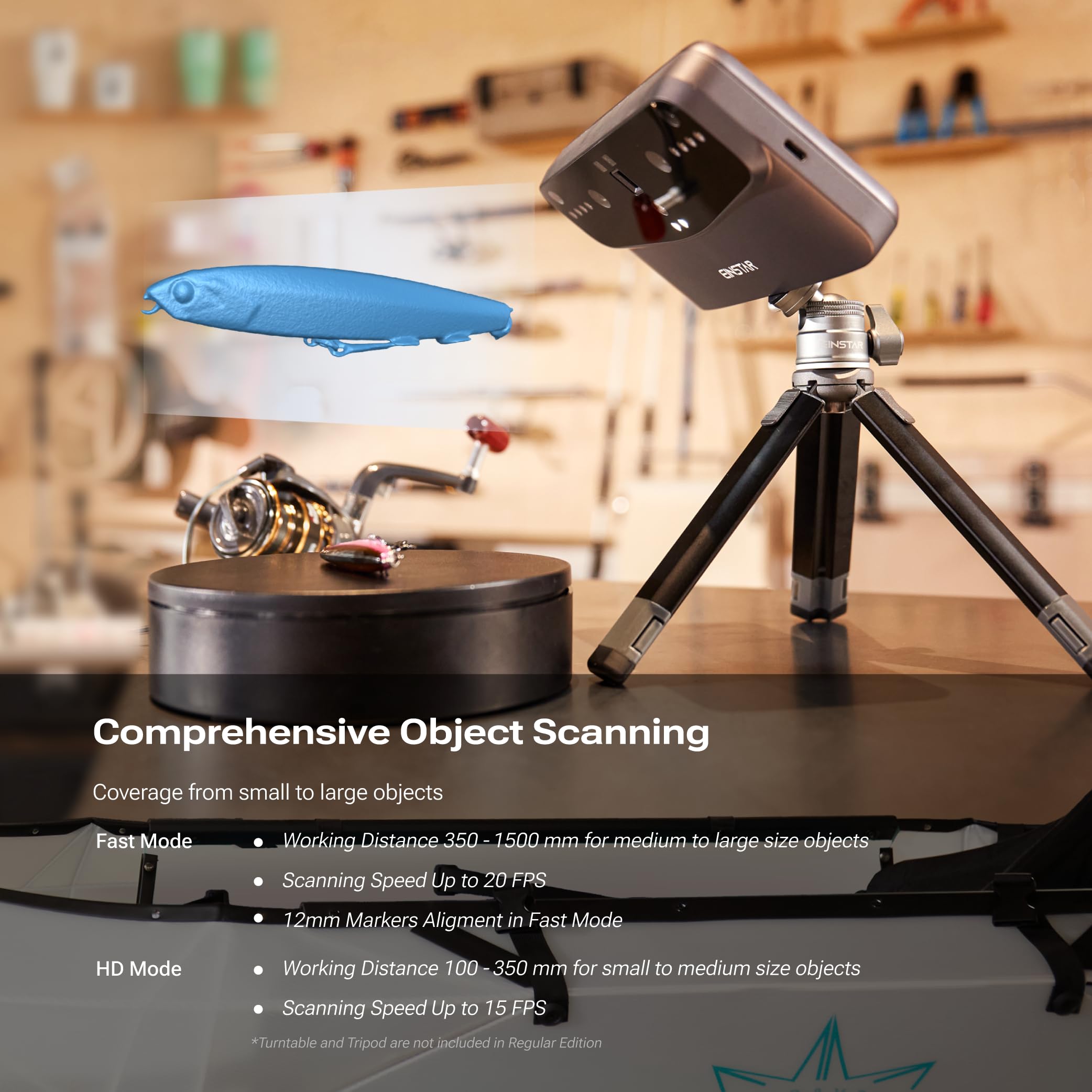 SHINING 3D EINSTAR VEGA Kabelloser 3D-Scanner, All-in-One Handgerät, Duale Technologie für kleine bis große Objekte, 48MP Farbe, Kompatibel mit Win/Mac, 32 GB