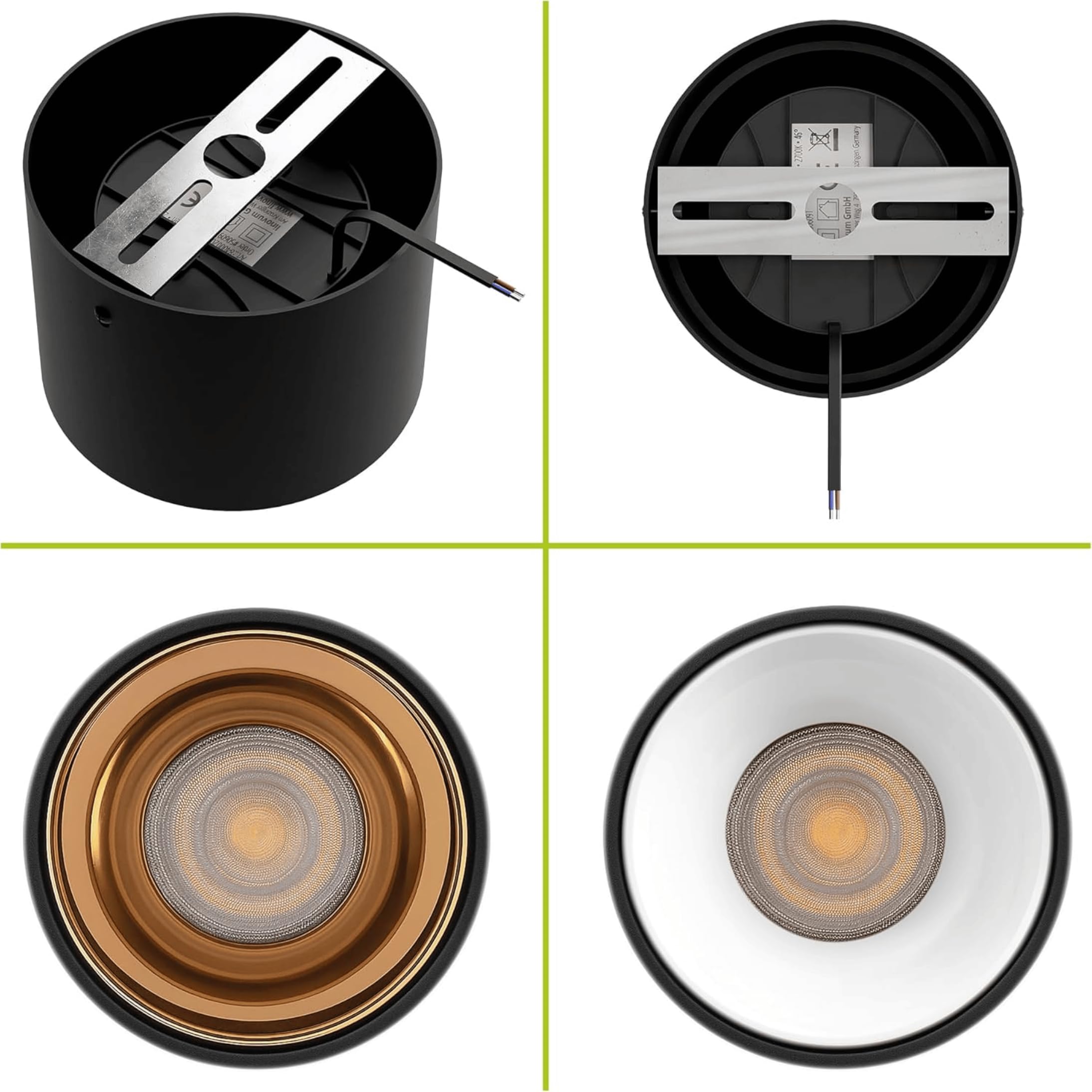 SSC-LUXon MILAGU - spot de plafond en saillie LED integree noir dore | Installation rapide et discrète pour un rendu épuré, faible consommation et longue durée de vie au quotidien.