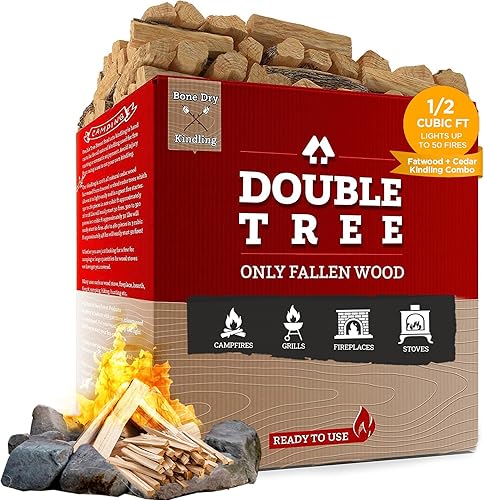 Double Tree Forest Products - Combo de leña de cedro de madera de grasa e incienso ideal para estufas de leña, chimeneas, fogatas, hogueras -
