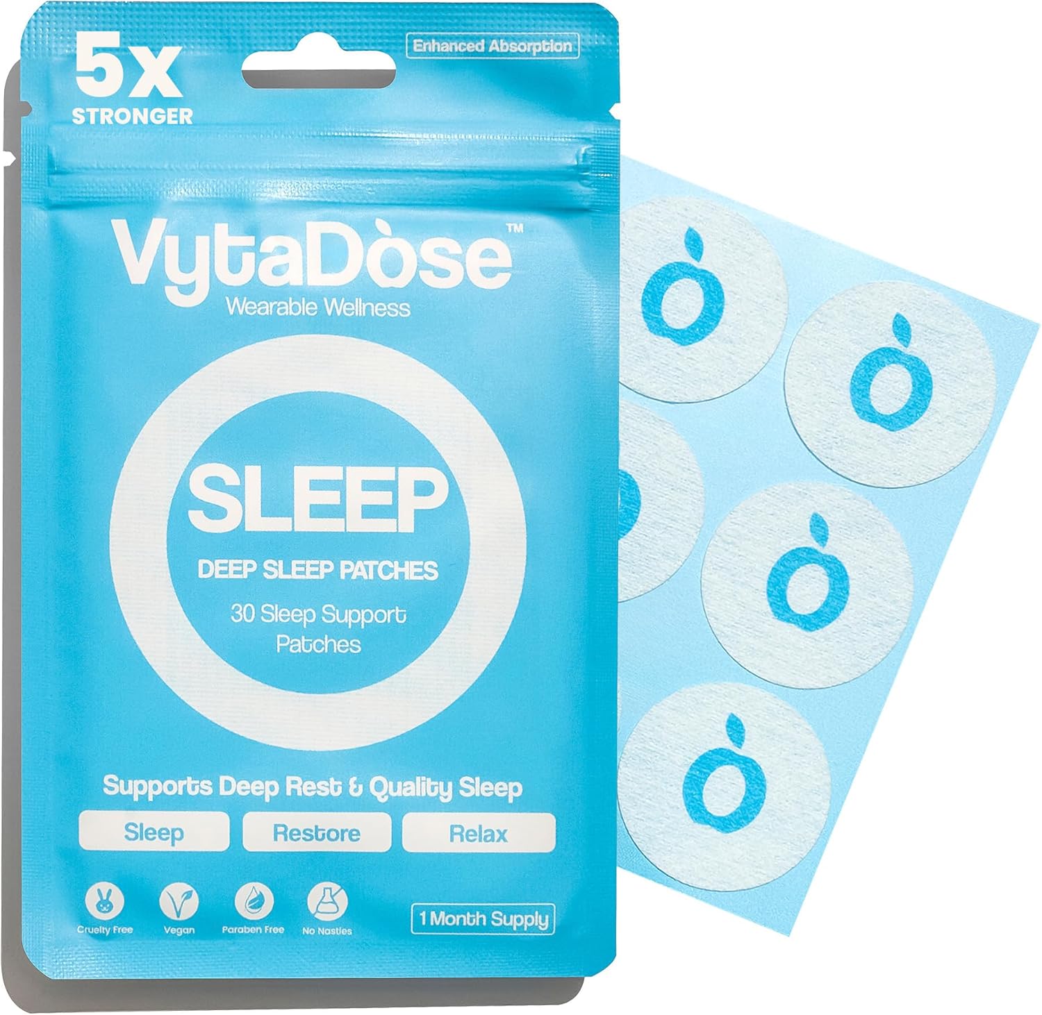 Natural DEEP Sleep Patches for Adults: 8-Hour Time-Release Formula for Sustained Rest & Superior Absorption W/Ashwagandha, Magnesium, Passionflower, Valerian Root, Lemon Balm & Chamomile