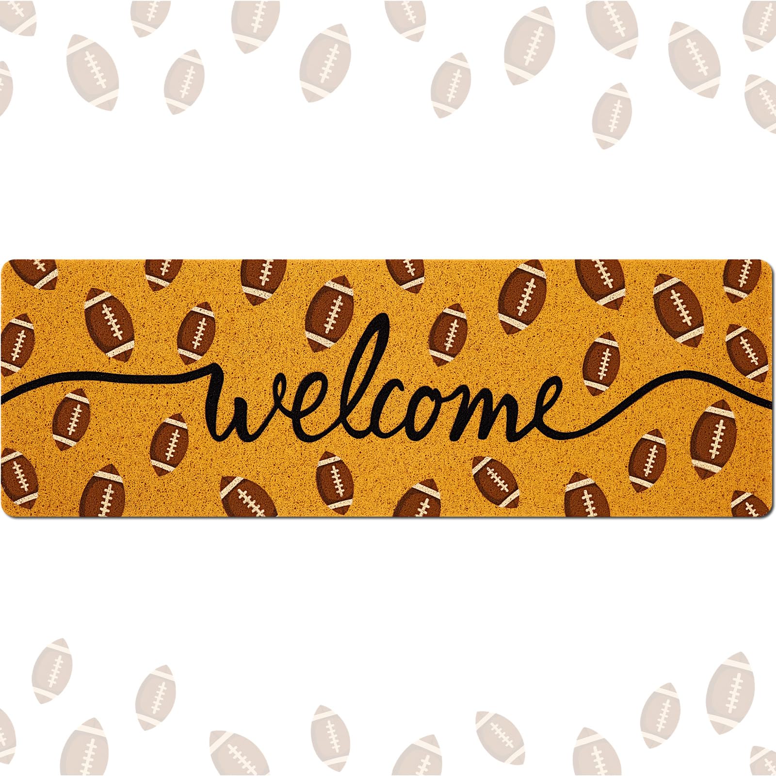 Large Football Welcome Door Mat Fall Football Long Doormat 48'' x 16'' Fall Front Door Rug for Entrance Inside Outdoor Large Decorative Rug Welcome Mat for Outside Home Entry