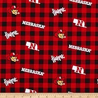 Vista 1 de NCAA Nebraska Cornhuskers Buffalo Plaid algodón, tela por yarda