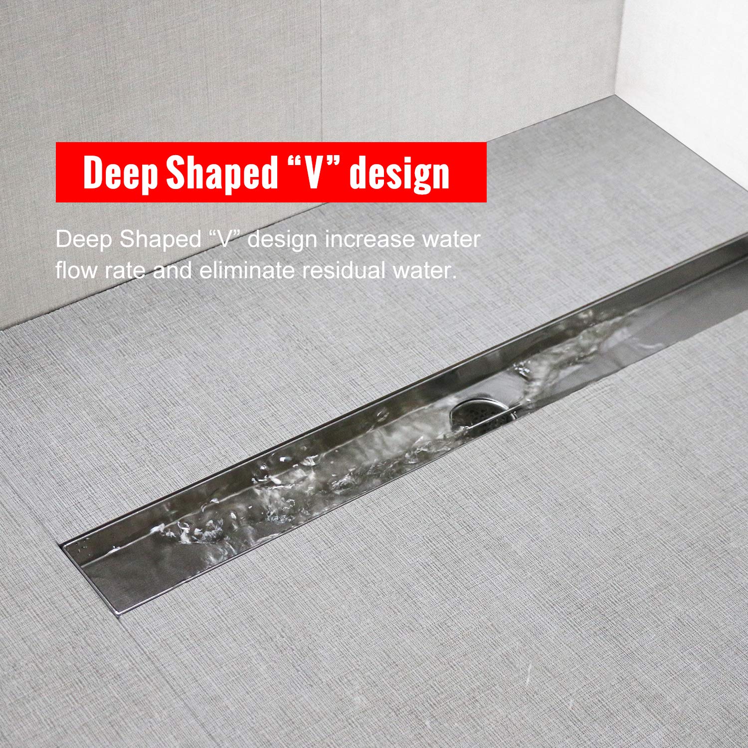 SaniteModar Linear Shower Drain 60inch with Removable Square Hole