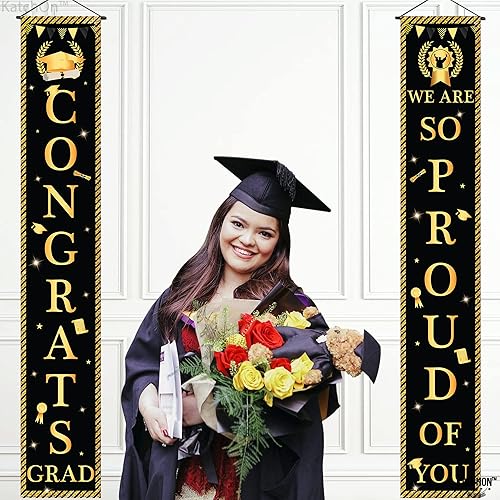 Miniatura 4 de KatchOn, Cartel de puerta de Congrats Grad, grande de 72 x 12 pulgadas, sin bricolaje, pancarta de felicitación para decoraciones de graduación