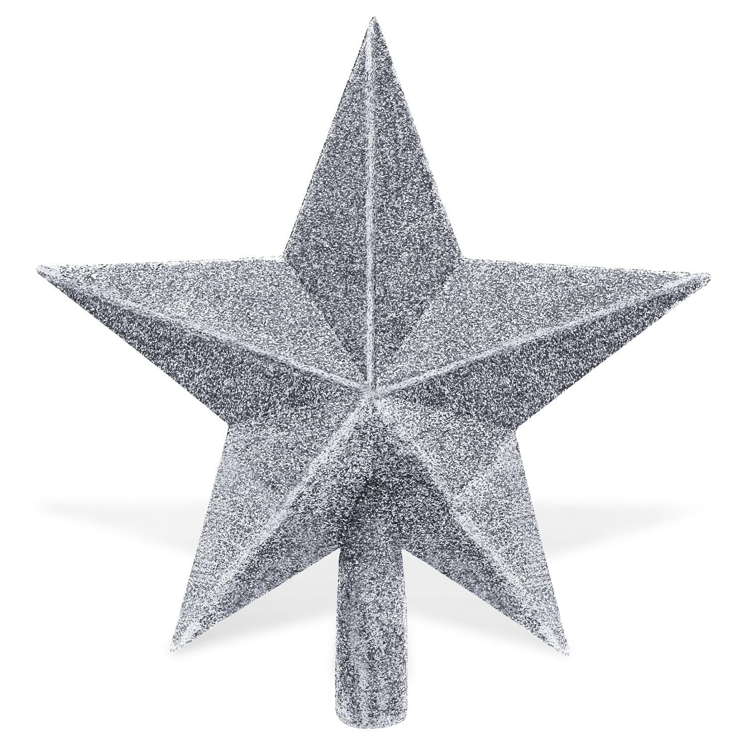 20CM Silver Mini Christmas Tree Top, Glitter Star Tree Topper Christmas Decorative Holiday Trees Toppers
