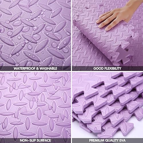 Miniatura 5 de Tapete de juego de espuma EVA, 16 azulejos coloridos para bebé, tapete de juego cuadrado para niños con color sólido, azulejos de espuma