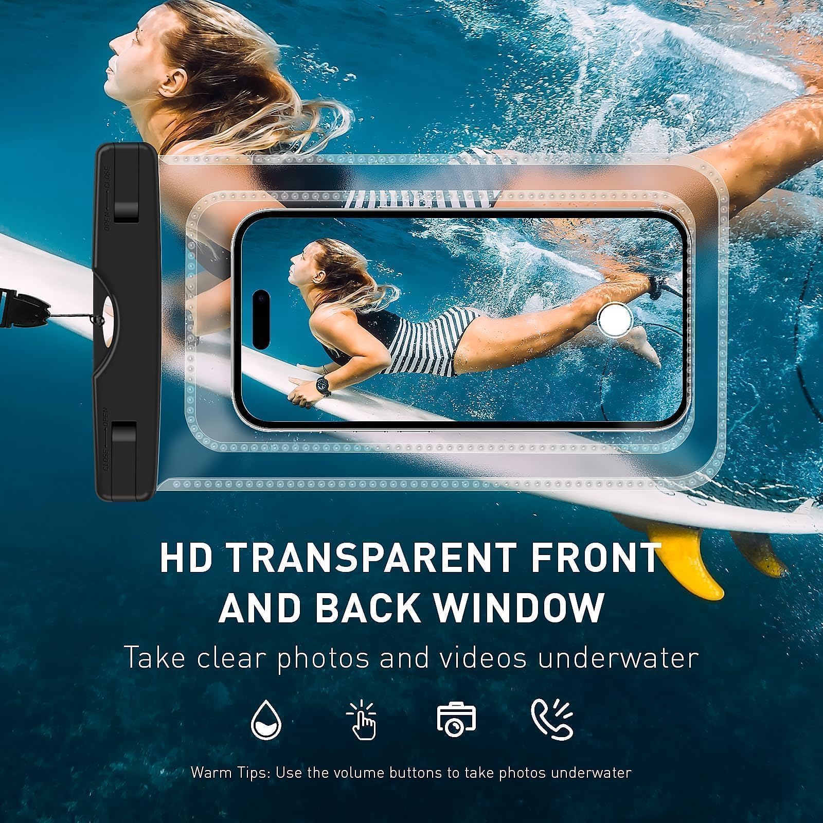 Foweroty Waterproof Pouch, Large Waterproof Cellphone Dry Bag for iPhone 15 14 13 Pro Max Max LG Samsung Cellphone, IPX8 Waterproof Phone Case Travel Accessories for Vacation Must Haves, 2 Pack-8.3