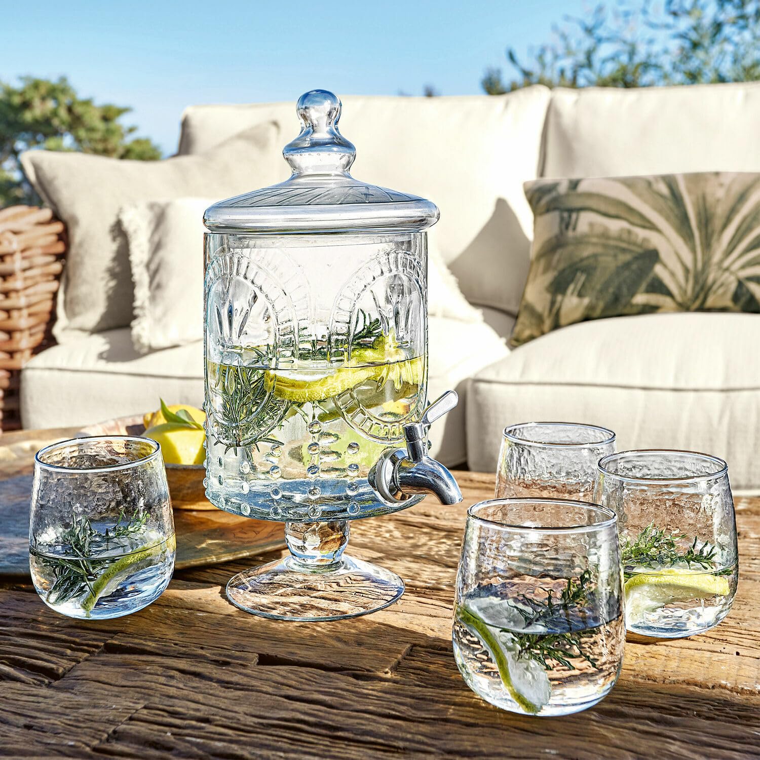 LOBERON Glas 4er Set Valters, Mundgeblasen, mit Welliger Struktur, Stilvoll Klassisches Design, Spülmaschinenfest, Tischaccessoires, Trinkgläser, klar