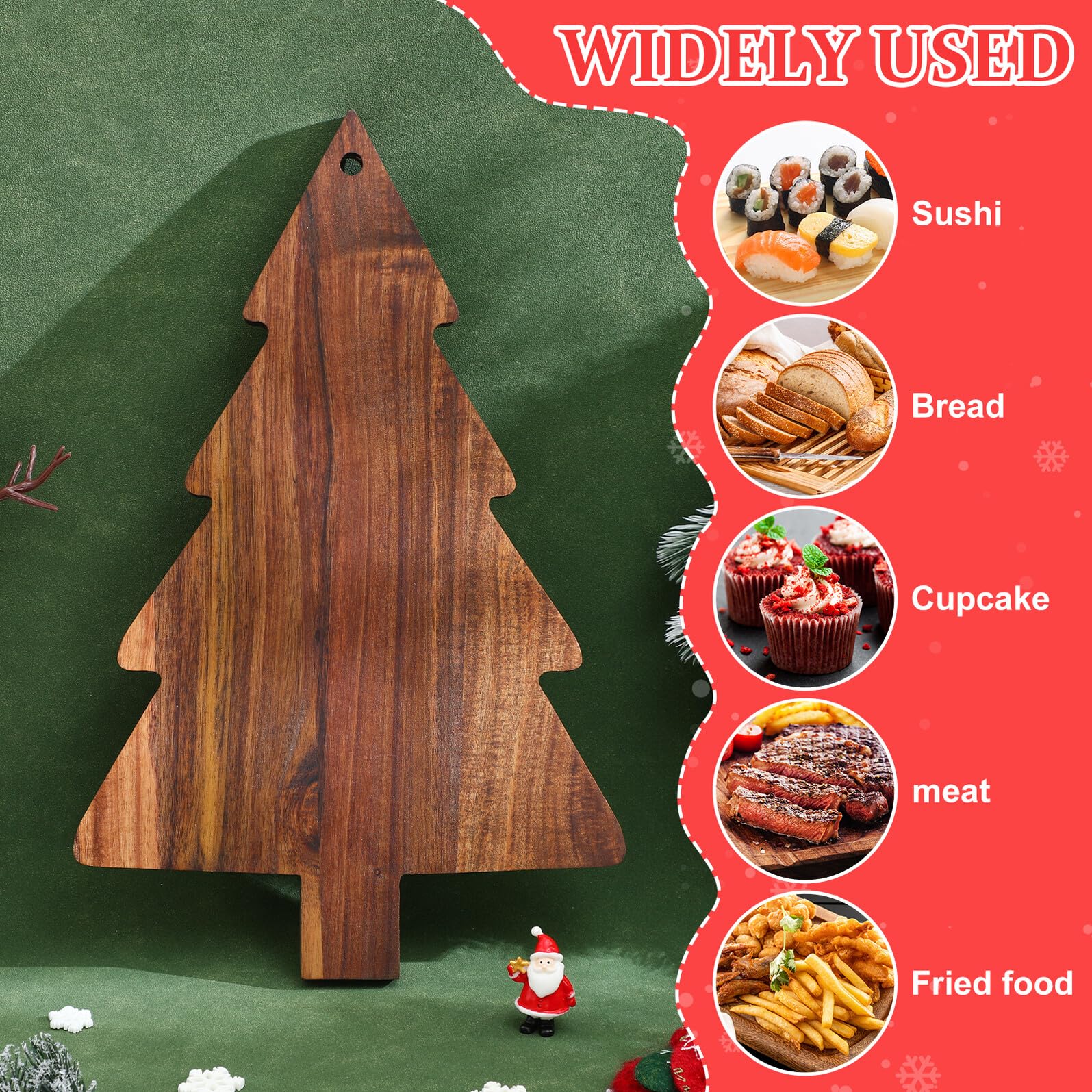 OUNONA Bandeja de Madera Forma de Árbol de Navidad para Cortar Quesos y Servir Aperitivos Fiestas Navideñas