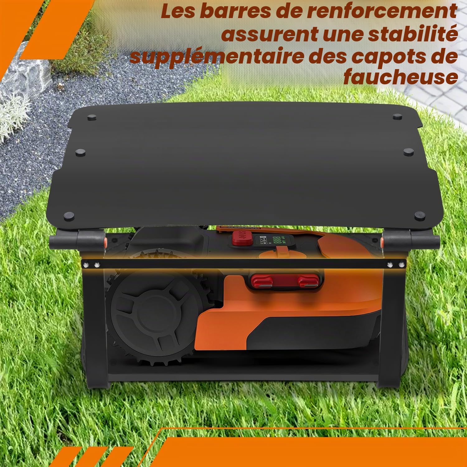 Fiqops Garage pour robot et tondeuse 73 x 57 x 40 cm, protection solaire et pluviale en ABS