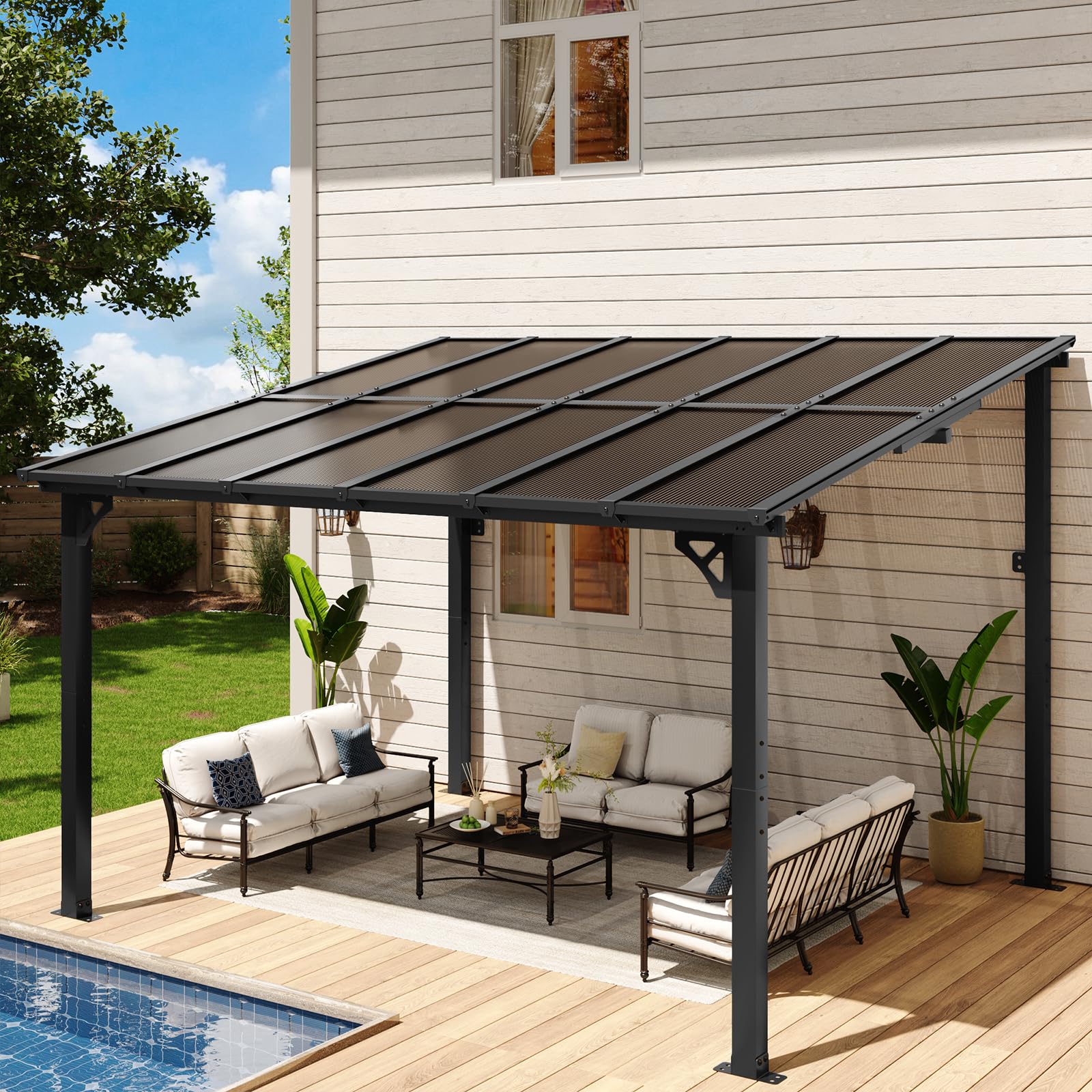 Aoxun 10x12 Wall-Mounted Gazebo