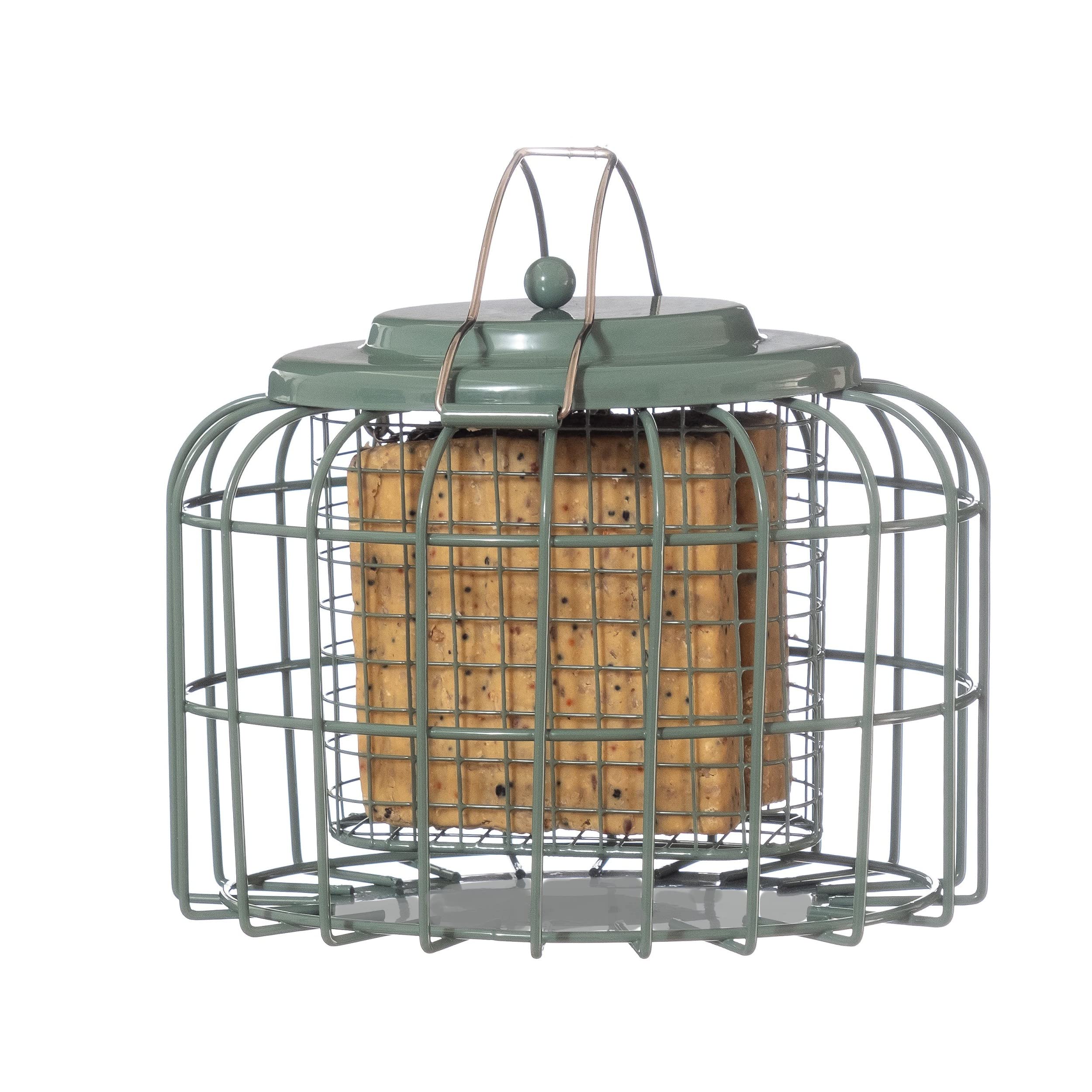 Happy BeaksThe Nuttery Squirrel-Proof Oval Fat Ball/Suet Cake Bird Feeder in Ocean Green Steel Cage Easy to Hang and Clean