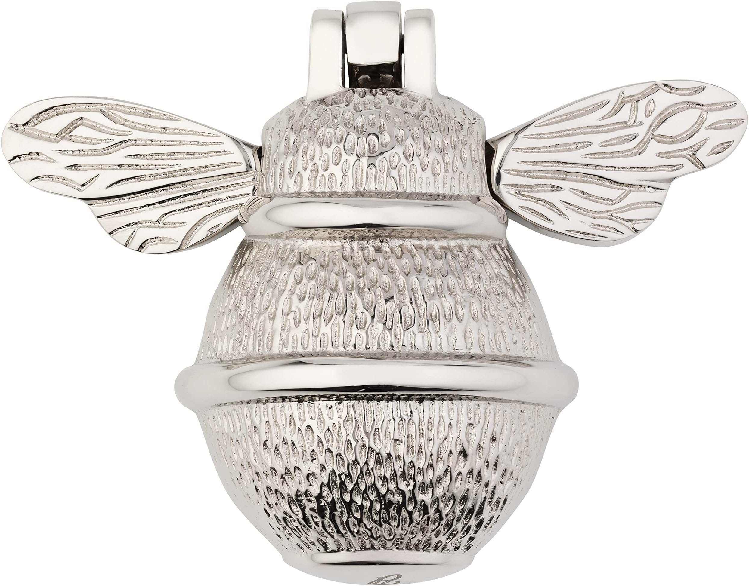 Silver Bee Door Knocker for Front Door | Polished Solid Brass Silver/Chrome Knockers with Strike Plate | UPVC | Bumblebee Front Door Furniture with a Unique Design (Nickel)