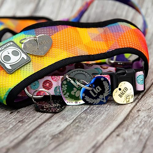 Miniatura 2 de Etiqueta de identificación personalizada con 5 líneas de identificación de mascotas de acero inoxidable duradero grabado profundo personalizado