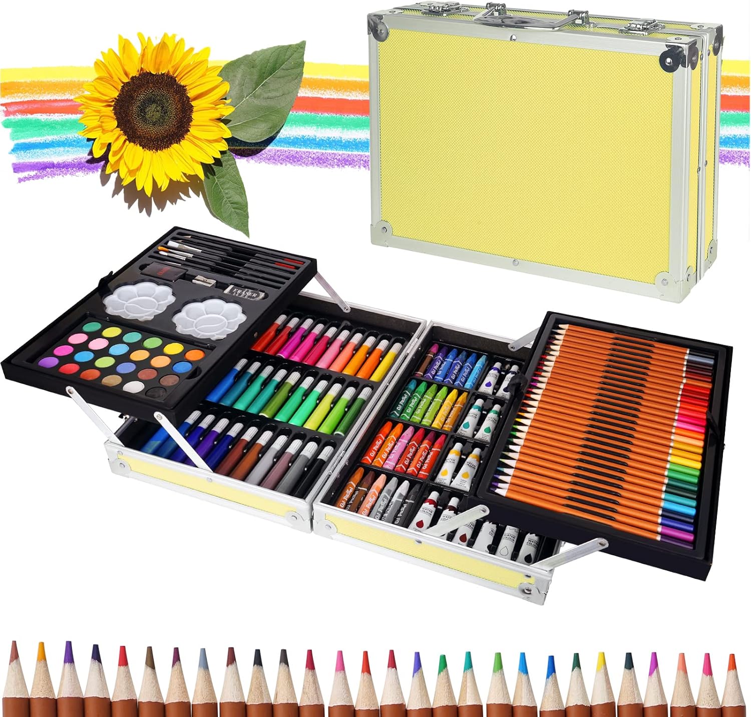 120pcs Conjunto de Dibujo de Arte, Creatividad Herramientas de Pintura Incluye Crayones de Cera, Acuarelas, Lápices de Colores, Pasteles, Regalos para Niños, Estudiantes, Principiantes y Artistas#3