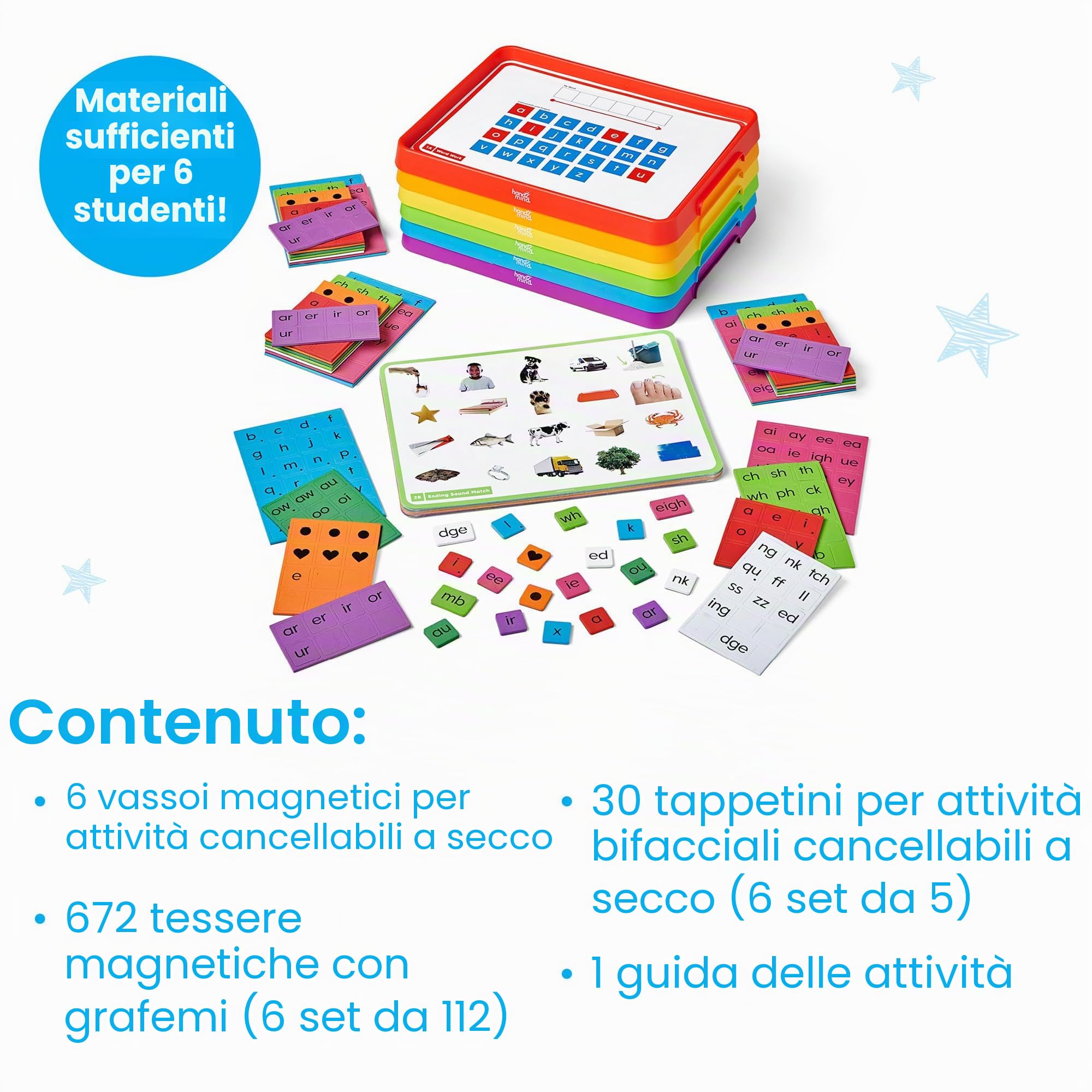 Learning Resources Avanzamento della fonetica Set di Lavoro per Piccoli Gruppi, età 5+, Lettere magnetiche, vassoi di Lettere magnetiche, consapevolezza fonemica, Essenziali per la Scuola primaria.