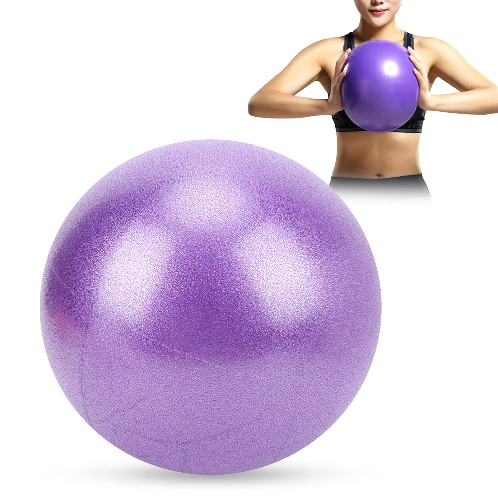 equlup Pilates Ball, 25cm/9.8in Yoga Ball Heavy Duty PVC Mini Exercise Ball Explosion Proof Fitness Balls Balance Ball Stability Ball for Core Training (Purple)