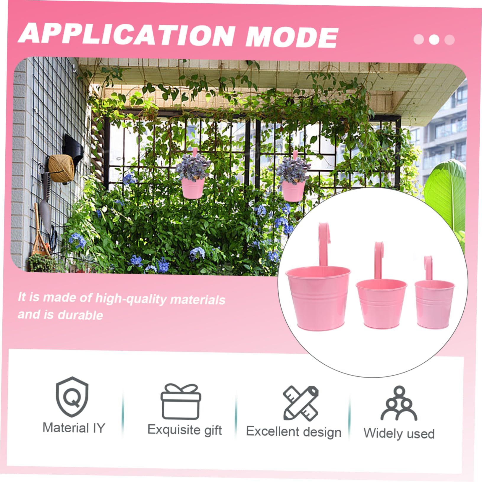 ibasenice 3 Pièces Pots de Fleurs Suspendus Jardinières à Accrocher pour Balcon Terrasse et Intérieur et Résistantes pour Plantes et Décoration