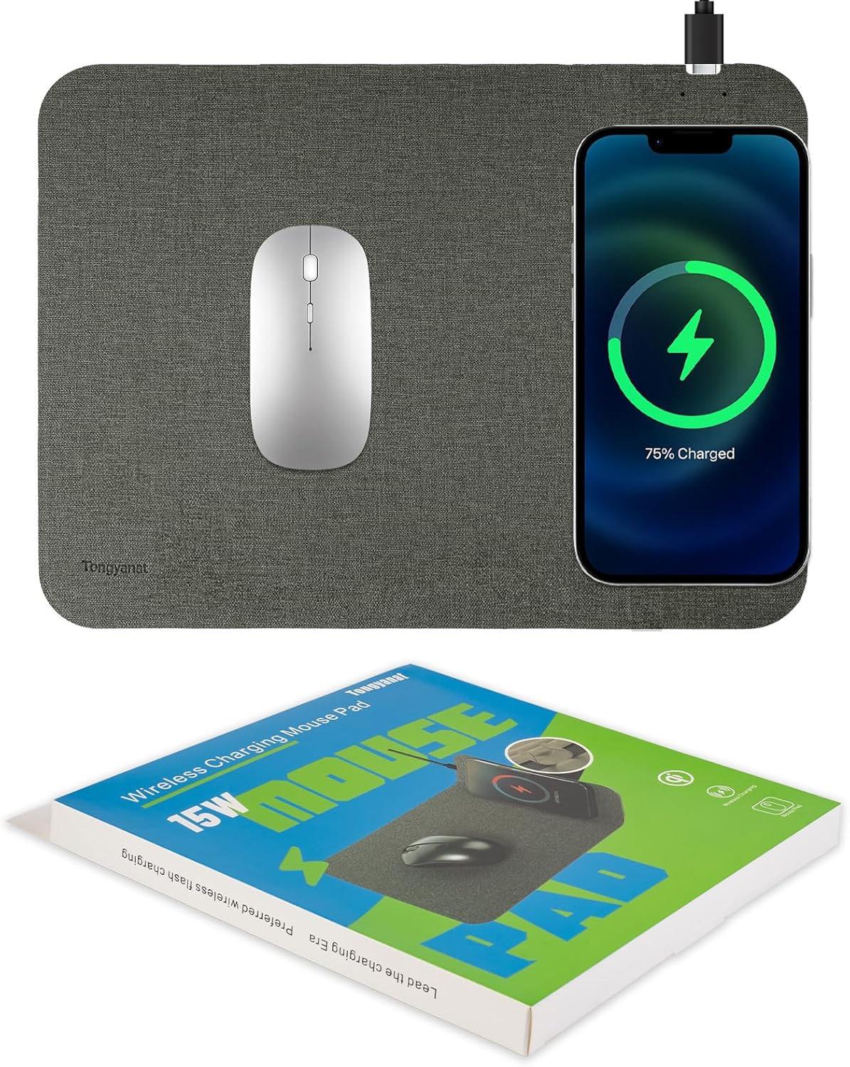 Fast Wireless Charging Mouse Pad 15W, Office Desk Pad with Ultra-Smooth Surface Non-Slip Rubber Base, Waterproof Mousepad for Computers/Office/Work/Home/Pad for iPhone Samsung (Light-Gray) Fast Wireless Charging Mouse Pad 15W, Office Desk Pad with Ultra-Smooth Surface Non-Slip Rubber Base, Waterproof Mousepad for Computers/Office/Work/Home/Pad for iPhone Samsung (Light-Gray)