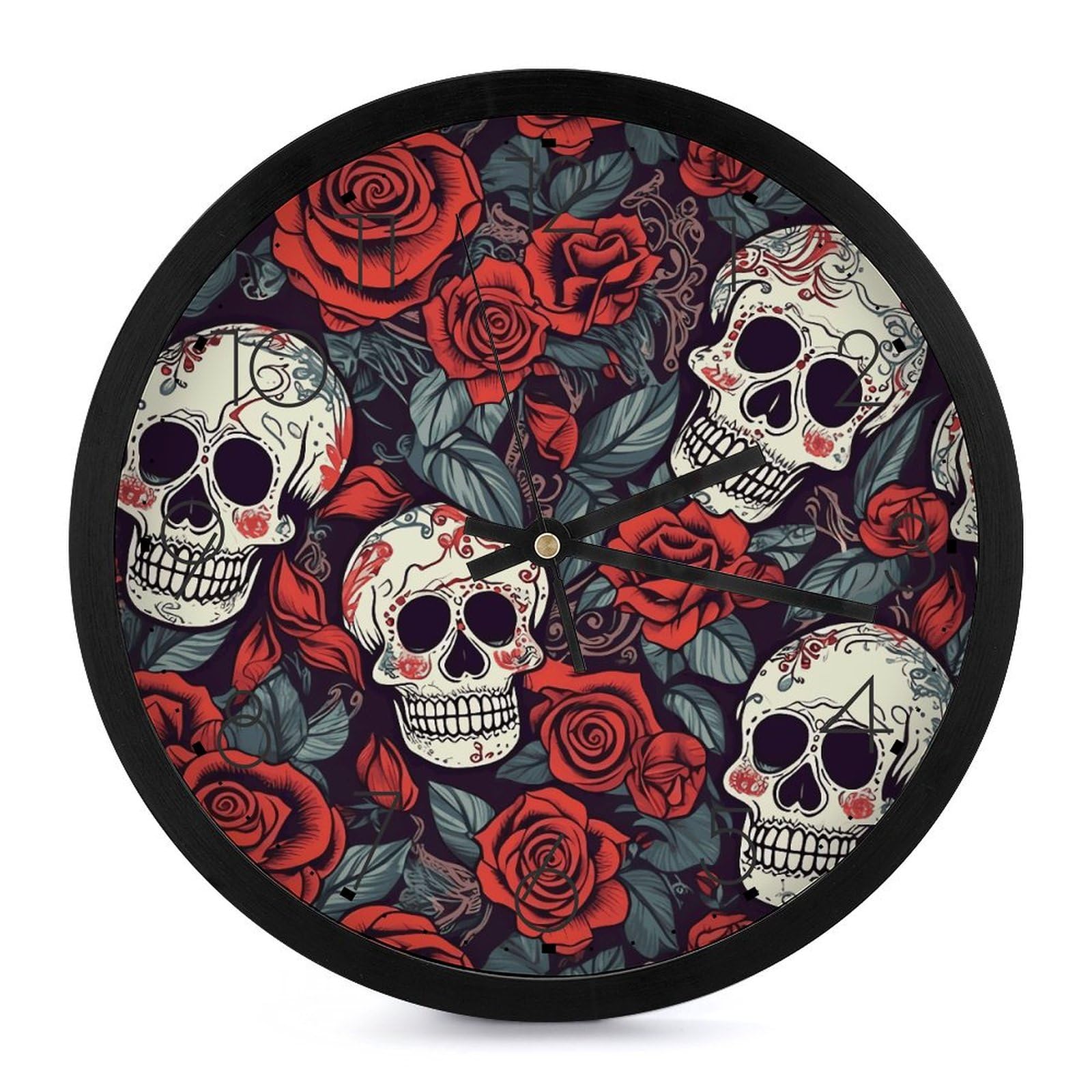 Horloge murale numérique décorative crânes et roses pour sublimer votre séjour
