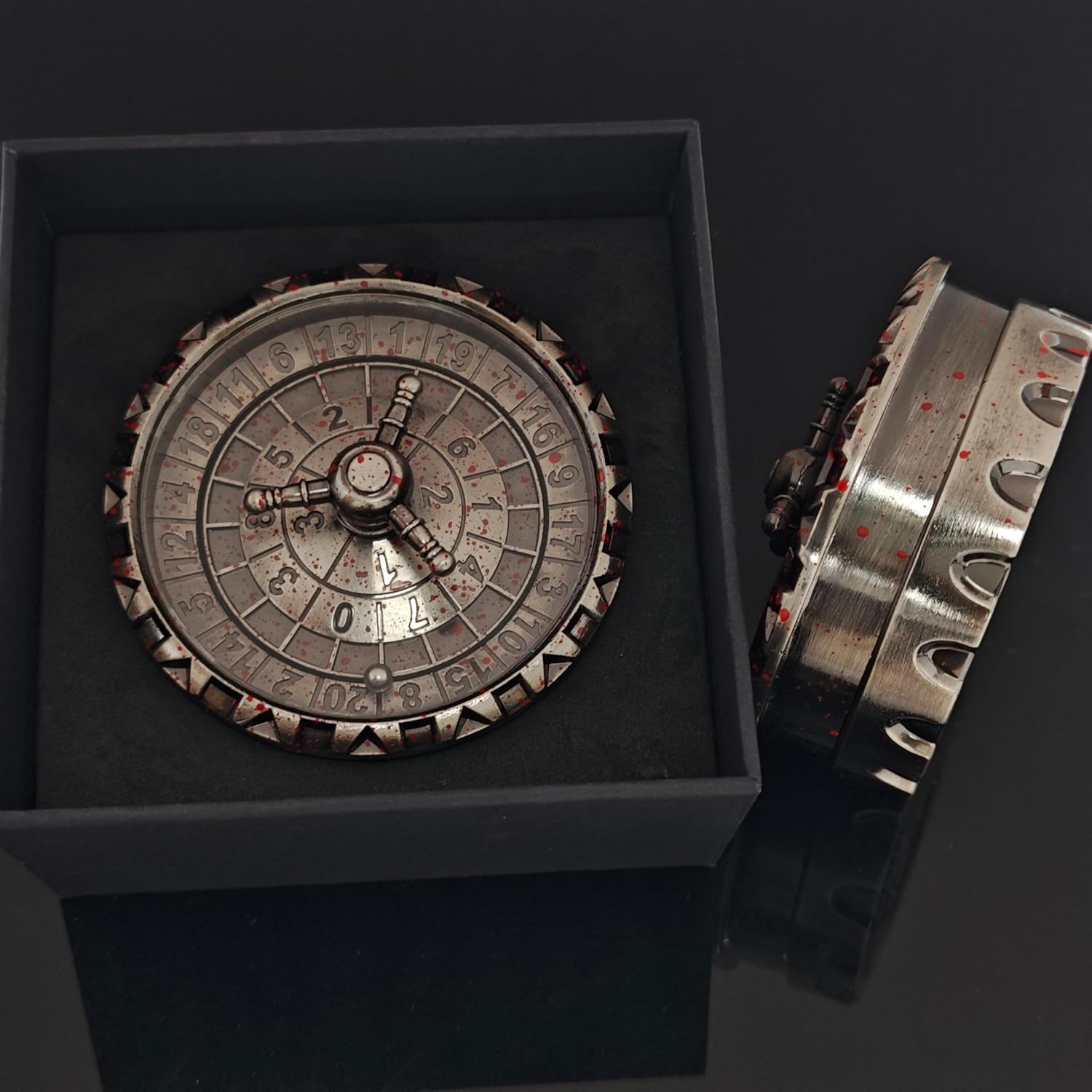 2 pcs Roulette Dice Spinner, Spinner DND Dice Set,Metal D12 and D20 Roulette Dice Spinner for Dungeons & Dragons,Unique DND Gift Set with Case for RPG & Table Games (Blood)