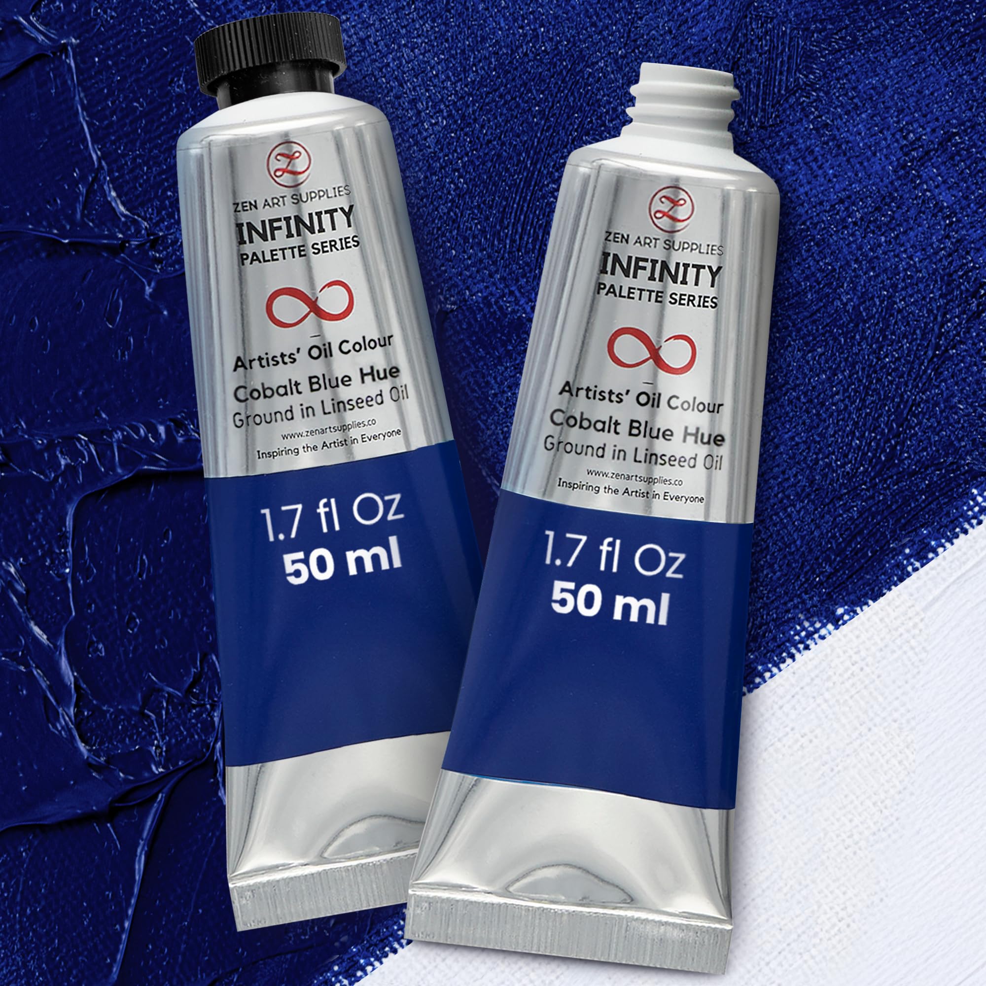 Zenart Supplies Cobalt Blue Zenart Oil Paint - | 2 X 50Ml Professional Artist Oil Paint Tubes | Rich Pigment, Smooth Texture, Non-Toxic | Ideal For Fine Art, Portraits, Landscapes