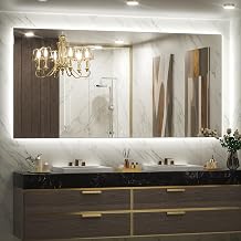 Keonjinn LED Backlit Mirror 72 x 35.9 Oversized Lighted Bathroom Mirror with UL Listed LED Driver, Large Stepless Dimmable Wall Mirror, Tempered Glass, CRI90+ Anti Fog Vanity Mirror with Backlights