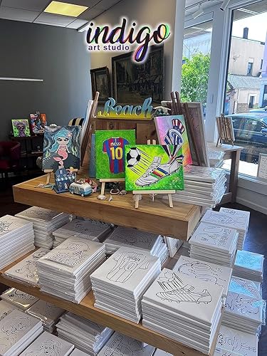 Miniatura 4 de INDIGO ART STUDIO Lona predibujada de 8 x 10 pulgadas, tacones de reina de pintura acrílica, actividad artística, 12 colores premium, 2 pinceles de