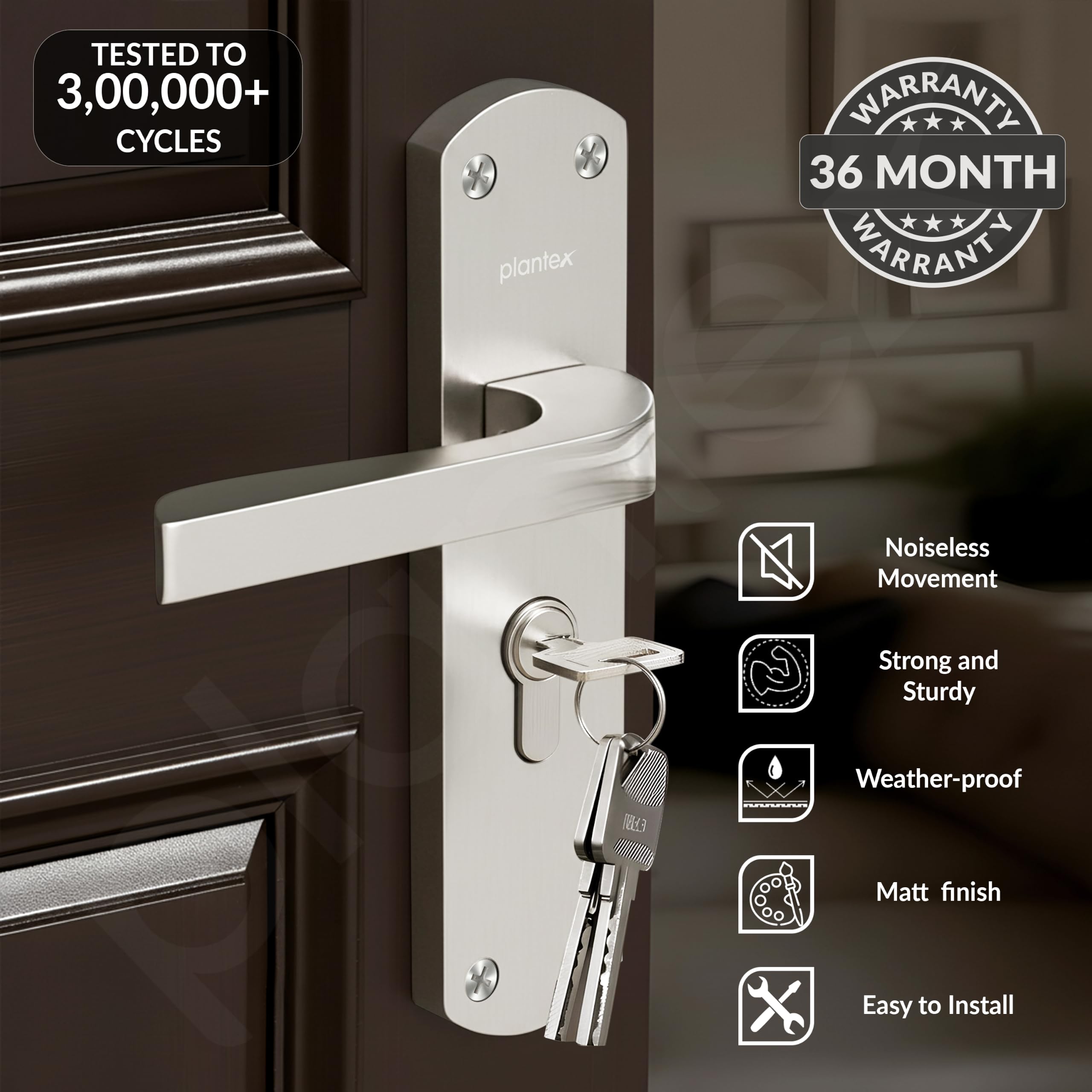 Plantex Mortise Lock - Secure & Stylish Door Handle -2