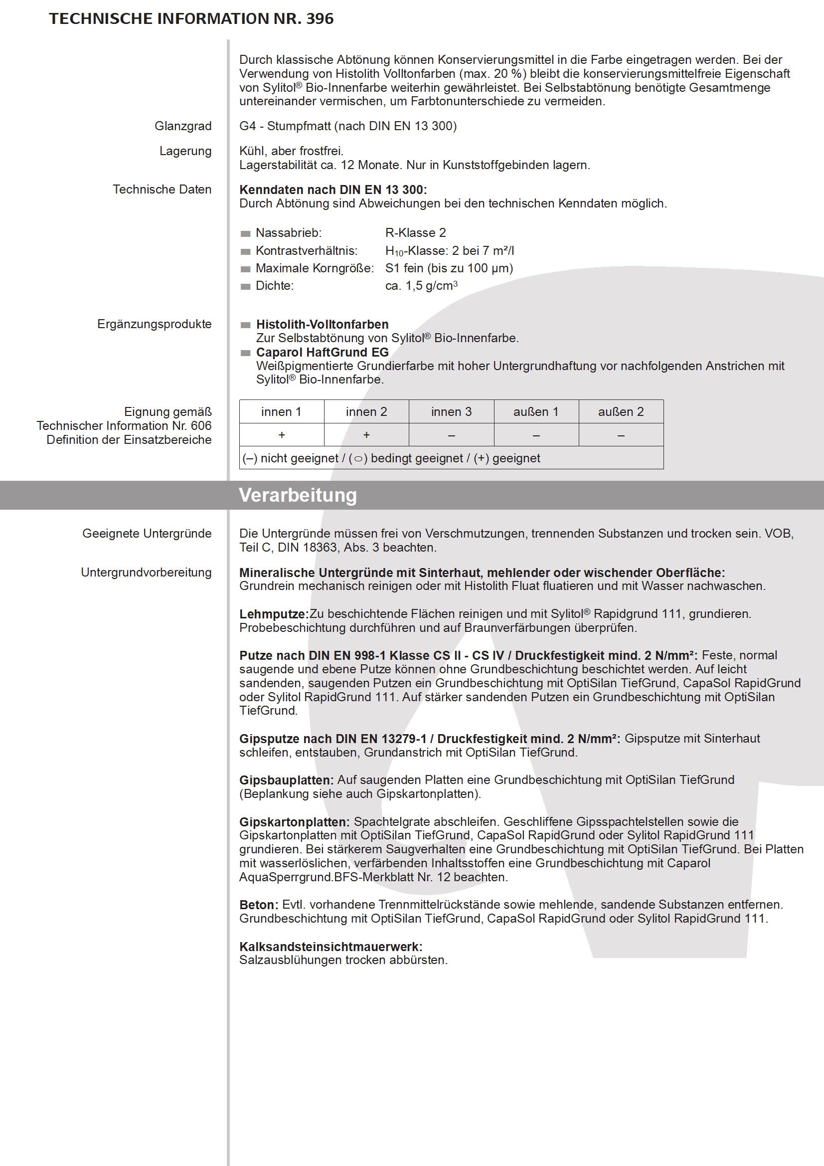 Caparol Sylitol Bio Mineral Innenfarbe weiss 12,5 L