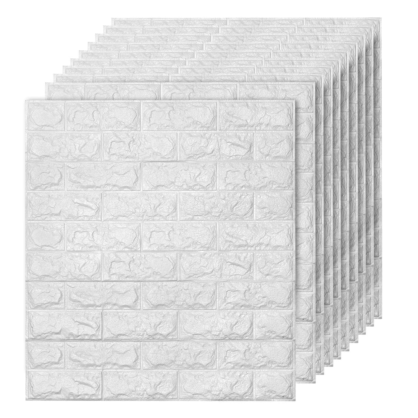 GREENSAPPIRE 20PCS Self Adhesive 3D Wall Panels – 70×77cm Thicken PE Foam Brick Wallpaper Stickers, Waterproof & Soundproof Wall Tiles for Kitchen, Bedroom, Living Room & Kids Room Decoration (20pcs)