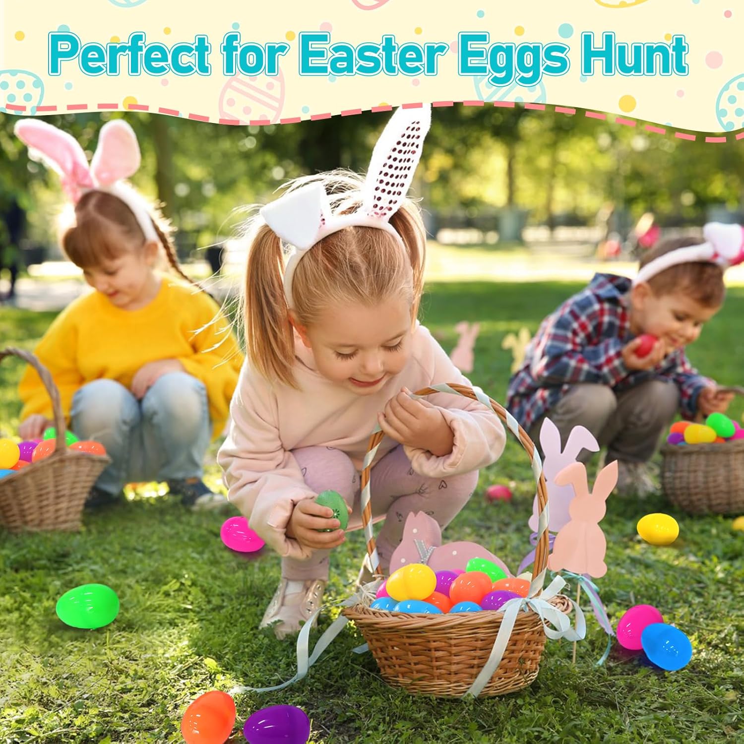 300 Pcs Plastic Easter Eggs Bulk, 2.2" Easter Eggs Fillable, Bright Colors Plastic Eggs Bulks for Easter Egg Hunt, Filling Treats and Party Favor, Easter Basket Stuffers Fillers for Kids Toddlers