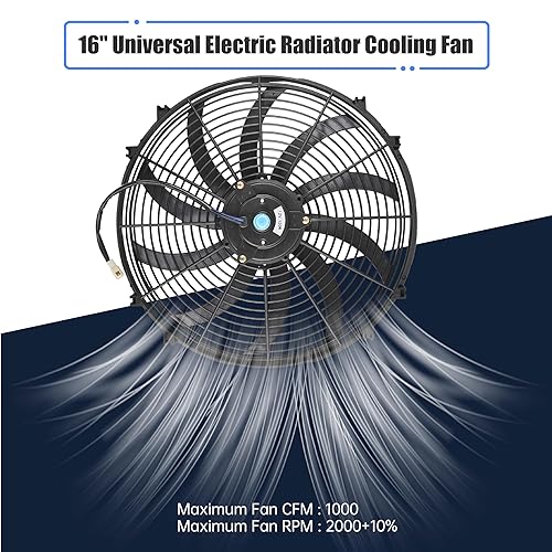 Miniatura 73 de Ventilador delgado de 12 pulgadas, ventilador eléctrico de enfriamiento para radiador, motor universal de alto rendimiento de 12 V 80 W con kit