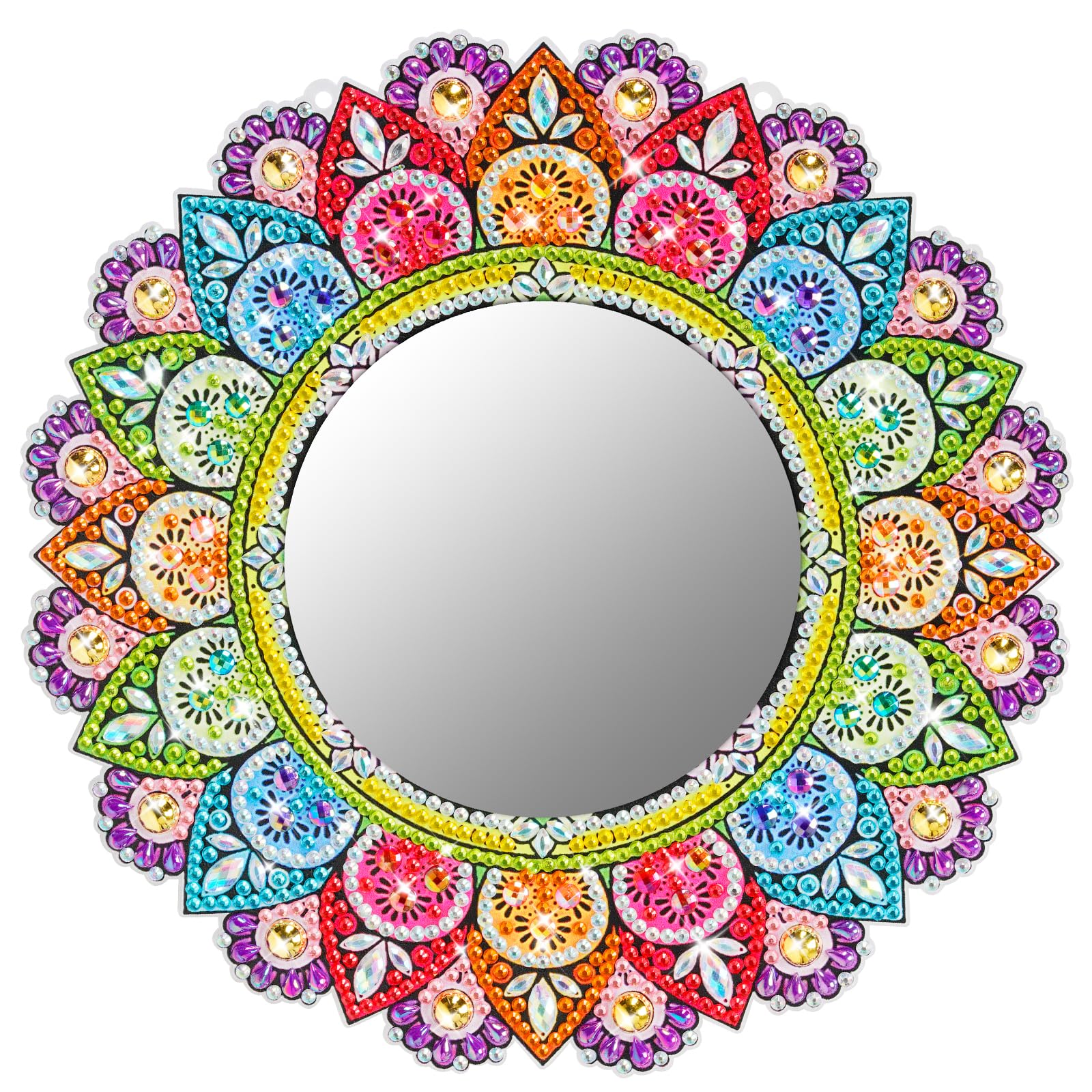 Corpower Espejo de Pintura de Diamantes, 5D Pintura Diamante Espejo de Pared de Mandala, Kit de Espejo de Pintura con Diamantes, Kits de Manualidades Regalo para Adultos Niños 7 8 9 10 11 12 Años