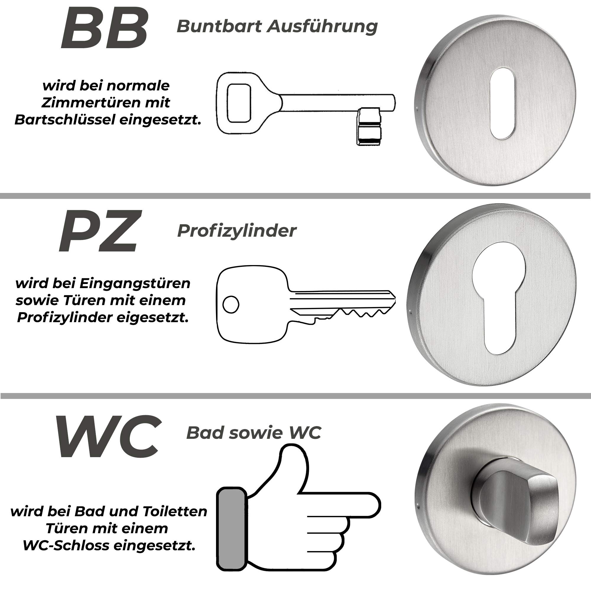 Stahlia door fitting stainless steel handle set ELEN interior doors room door round door handle, Handle Set \"Elen\", WC-BATHROOM - Image 3